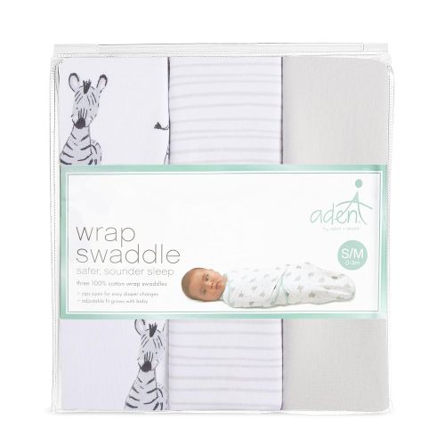  Aden by aden + anais Aden by Aden + Anais Swaddle Wearable Baby Wrap; 100% Cotton; 3 Pack; Zebra Adventure