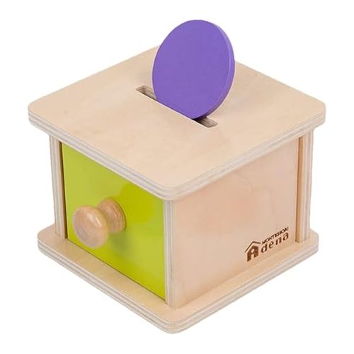  Adena Montessori Coin Box Yellow-Green Door Baby Toys for 6-12 Months 1 2 Years Old Toddlers Infant Toys