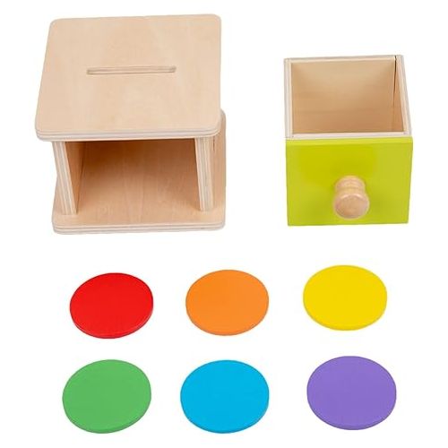  Adena Montessori Coin Box Yellow-Green Door Baby Toys for 6-12 Months 1 2 Years Old Toddlers Infant Toys