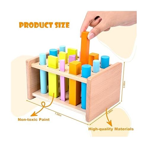  Montessori Shape Matching Toys Wooden Shape Sorting Toys Color Shape Sorting Sticks Toys for 1-3 Years Old Children Educational Toy for Preschoolers