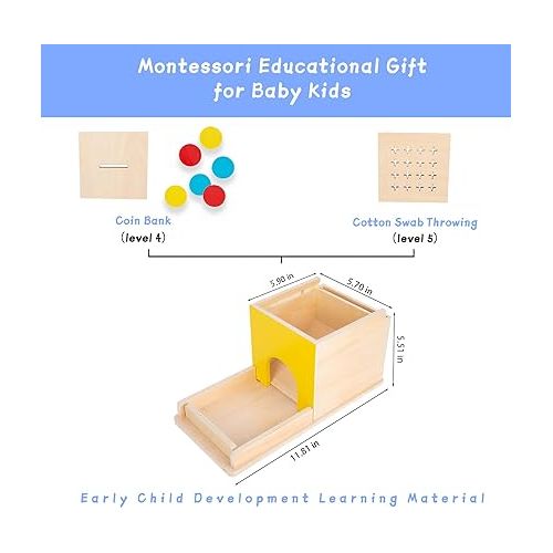  Adena Montessori 5 in 1 Object Permanence Box Toddler Play Kit Toys for 1 Year Old Babies 6-12 Months 2 Year Old
