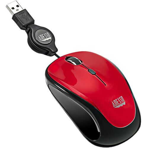  Adesso iMouse S8R USB Illuminated Retractable Mini Mouse (Red)