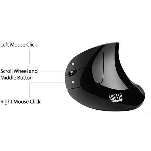  Adesso iMouse E90 Wireless Left-Handed Vertical Ergonomic Mouse