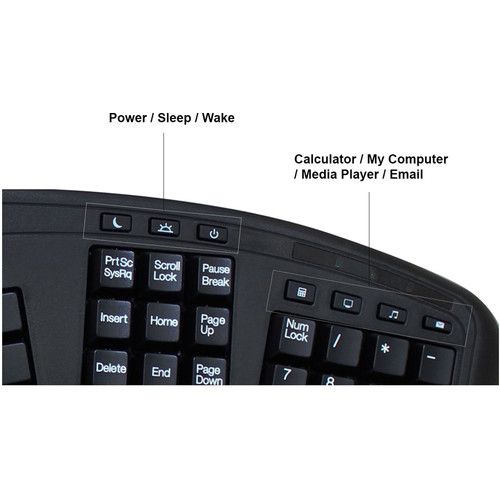  Adesso Tru-Form 3500 Wireless Ergonomic Keyboard with Trackball