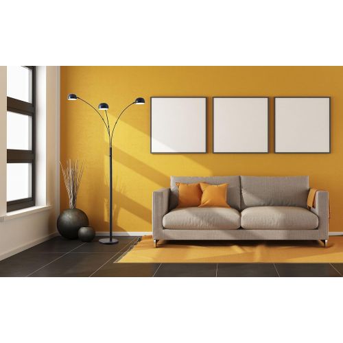  Adesso 5118-22 Domino Arc 3-Light Floor Lamp, Smart Outlet Compatible, 33 x 45 x 84, Satin Steel