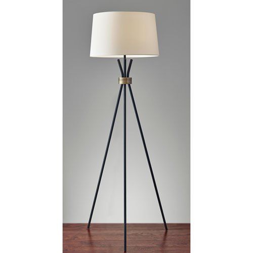  Adesso 3835-01 Benson Floor Lamp, Black, Smart Outlet Compatible, 60