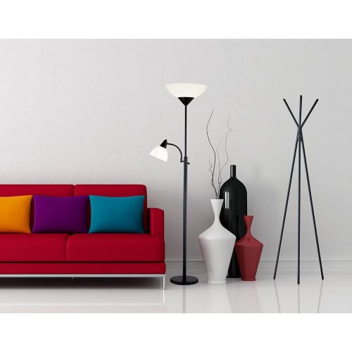  Adesso 7202-22 Piedmont Torchiere - Contemporary Floor Lamp with Adjustable Reading Lamp. Home Decor and Lighting