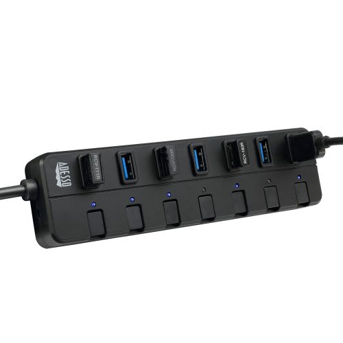  Adesso AUH-3070P 7-Port USB 3.0 Hub with Individual Power Switch & Power Adapter