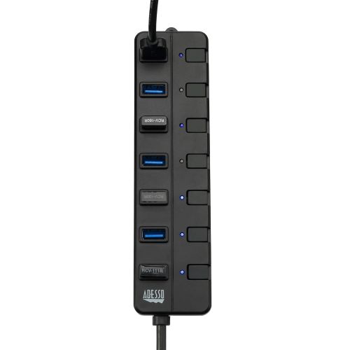  Adesso AUH-3070P 7-Port USB 3.0 Hub with Individual Power Switch & Power Adapter