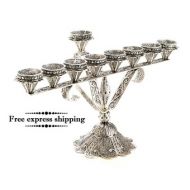 Adiaart Menorah, Hanukkah Lamp, Sterling Silver, Filigree, Hanukkah Gift, Jewish Holiday Gift, Judaica, Wedding Gift, Free Express Shipping, ID912