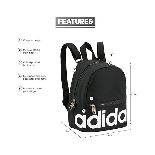 아디다스 adidas Linear Mini Backpack Small Travel Bag, One Size