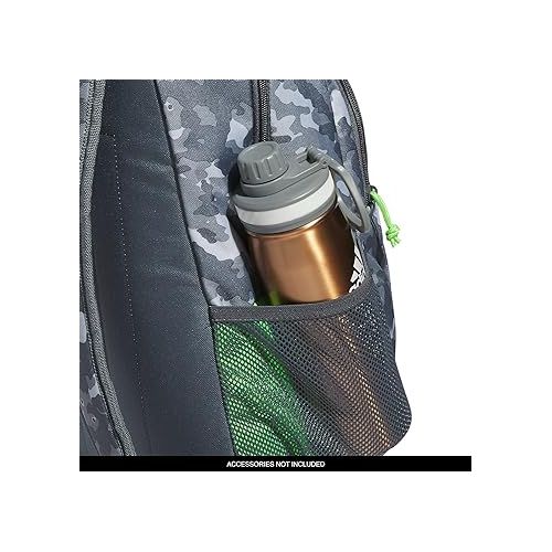 아디다스 adidas Creator 2 Backpack, Essential Camo Grey/Lucid Lime Green/Onix Grey, One Size