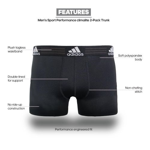 아디다스 Adidas adidas Mens Sport Performance Climalite Trunk Underwear (2-Pack)