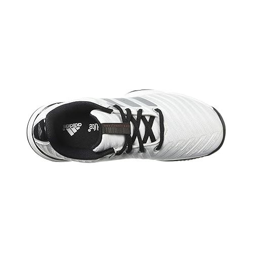 아디다스 adidas Unisex-Kid's Barricade 2018 Xj Running Shoe, White/Matte Silver/Black, 1 M US Big Kid