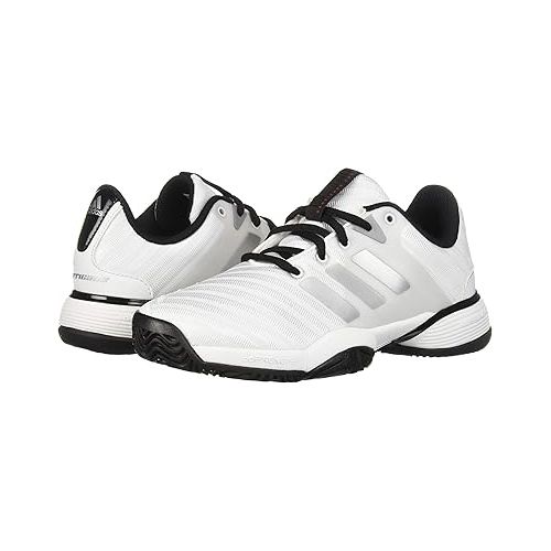 아디다스 adidas Unisex-Kid's Barricade 2018 Xj Running Shoe, White/Matte Silver/Black, 1 M US Big Kid