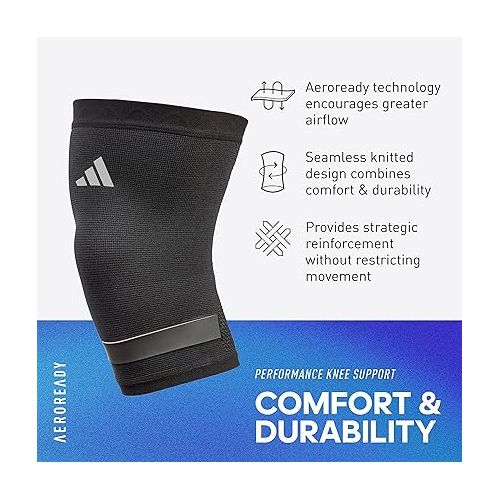 아디다스 adidas Performance Climacool Knee Support Sleeve - Knee Sleeve for Support, Training, and Competitions - Ergonomic Design, Silicone Grip, Breathable Seamless Design, Black