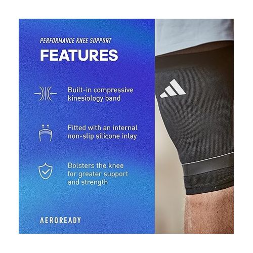 아디다스 adidas Performance Climacool Knee Support Sleeve - Knee Sleeve for Support, Training, and Competitions - Ergonomic Design, Silicone Grip, Breathable Seamless Design, Black