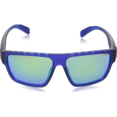 아디다스 Adidas SP0008 91Q Sunglasses Men's Matte Blue/Green Mirror Lens Rectangular 61mm