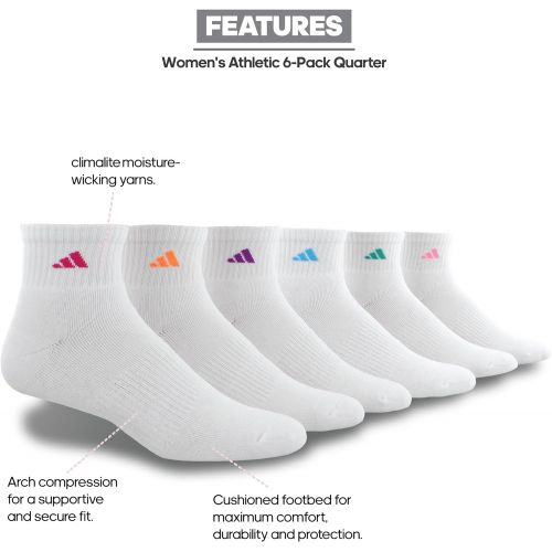 아디다스 adidas Womens Quarter Sock (6-Pack)