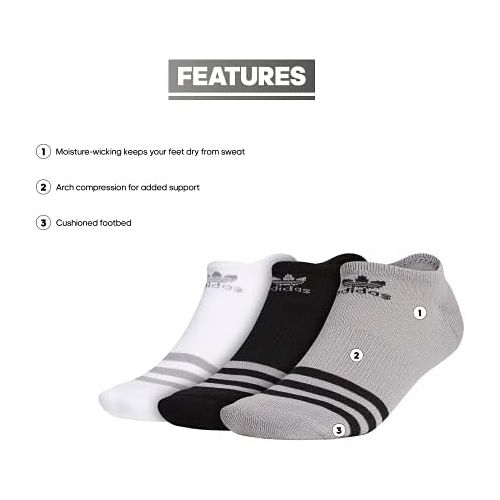 아디다스 adidas Mens Originals No Show Socks (3 Pack)