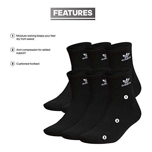 아디다스 adidas Mens Trefoil Quarter Sock (6-Pair)