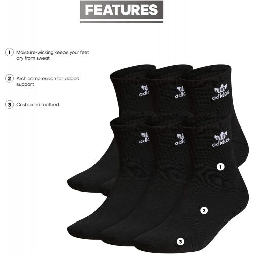 아디다스 adidas Mens Trefoil Quarter Sock (6-Pair)