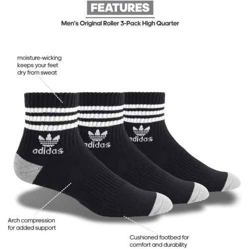 아디다스 adidas Mens Originals Cushioned Quarter Socks (3-Pack)