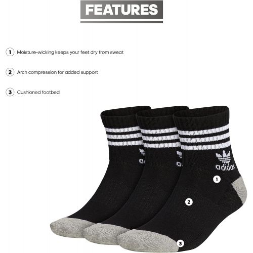 아디다스 adidas Mens Originals Cushioned Quarter Socks (3-Pack)