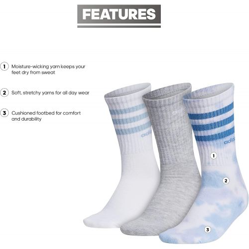 아디다스 adidas Womens 3-Stripe Crew Socks (3-Pair)