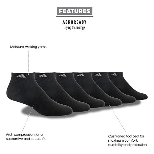 아디다스 adidas Mens Athletic Cushioned Low Cut Socks (6-Pair)