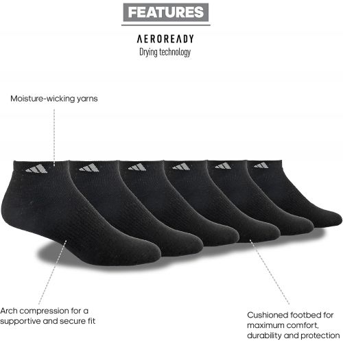 아디다스 adidas Mens Athletic Cushioned Low Cut Socks (6-Pair)