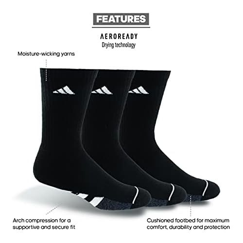 아디다스 adidas mens Cushioned Crew Socks (3-pair)