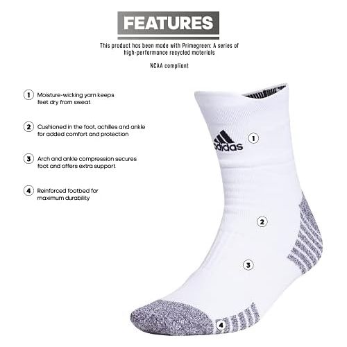 아디다스 adidas womens 5-star Team Cushioned High Quarter Socks (1-pair)