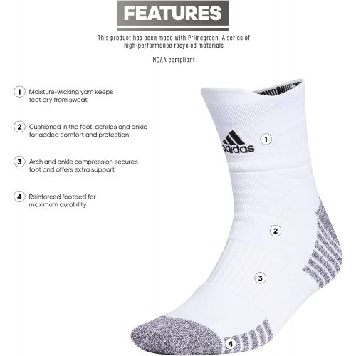 아디다스 adidas womens 5-star Team Cushioned High Quarter Socks (1-pair)