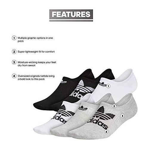 아디다스 adidas Originals Mens Classic Trefoil Superlite Super No Show Socks (6-pair)