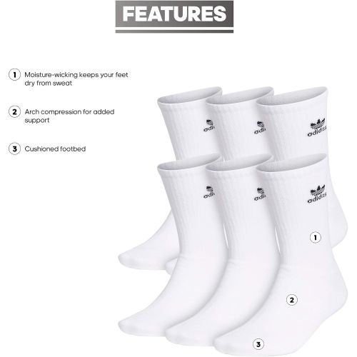 아디다스 adidas Originals unisex-adult Trefoil Crew Socks (6-pair)