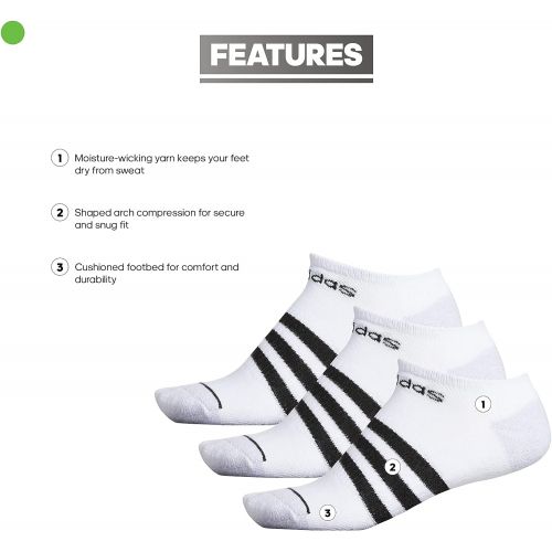 아디다스 adidas Mens 3-stripe No Show Socks (3-pair)