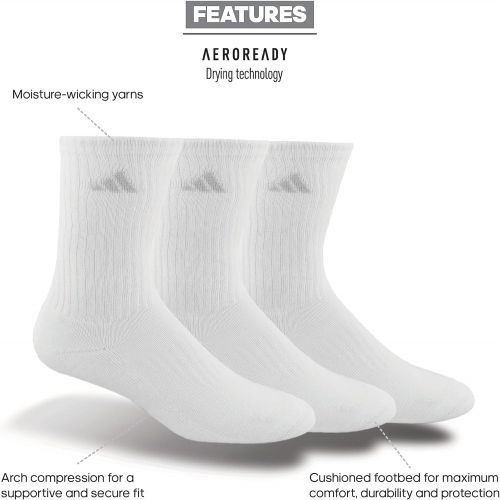 아디다스 adidas womens Cushioned Crew Socks (3-pair)