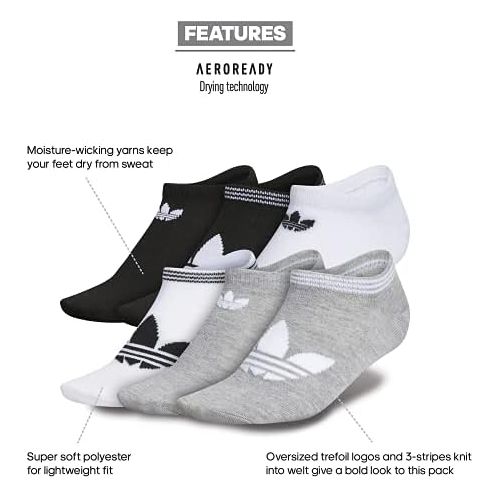 아디다스 adidas Originals womens Trefoil Superlite No Show Socks (6-pair)