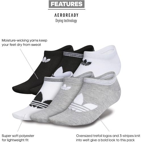 아디다스 adidas Originals womens Trefoil Superlite No Show Socks (6-pair)