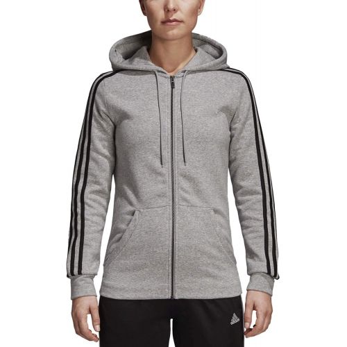 아디다스 adidas Womens Essentials Cotton Fleece 3-Stripe Full Zip Hoodie