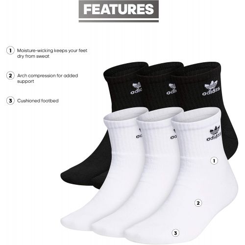 아디다스 adidas Mens Trefoil Quarter Sock (6-Pair)