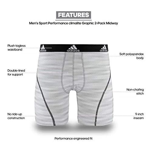 아디다스 adidas Mens Sport Performance Midway Underwear (2-Pack)