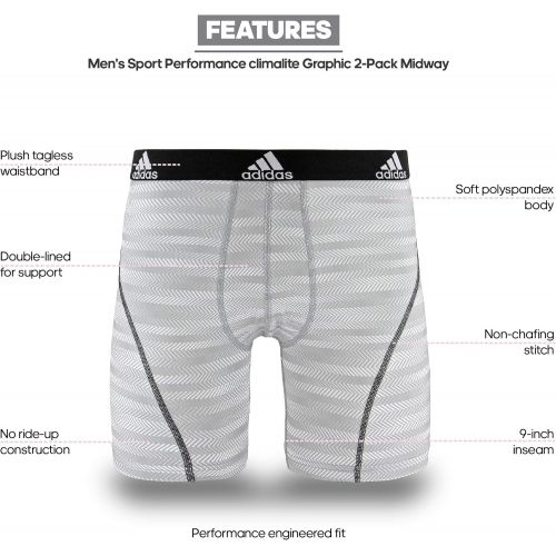 아디다스 adidas Mens Sport Performance Midway Underwear (2-Pack)