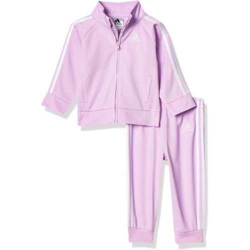 아디다스 adidas Girls Zip Front Classic Tricot Jacket and Joggers Set