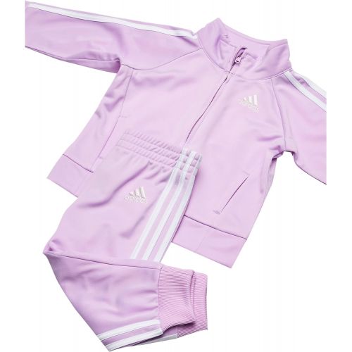 아디다스 adidas Girls Zip Front Classic Tricot Jacket and Joggers Set