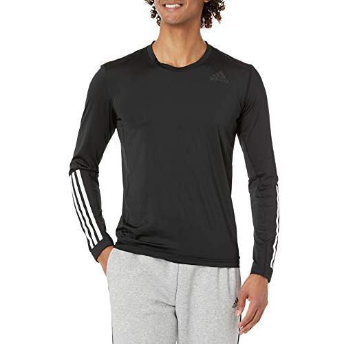 아디다스 adidas Mens Techfit 3-Stripes Fitted Long Sleeve Top