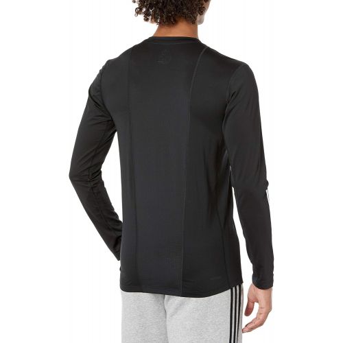 아디다스 adidas Mens Techfit 3-Stripes Fitted Long Sleeve Top