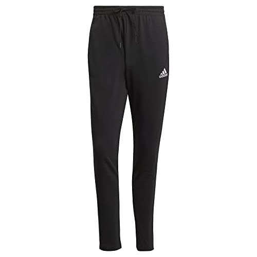 아디다스 adidas mens Essentials Single Jersey Tapered Open Hem 3-stripes Pants