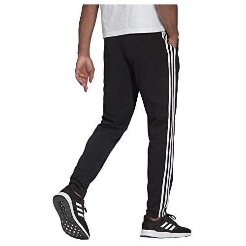 아디다스 adidas mens Essentials Single Jersey Tapered Open Hem 3-stripes Pants